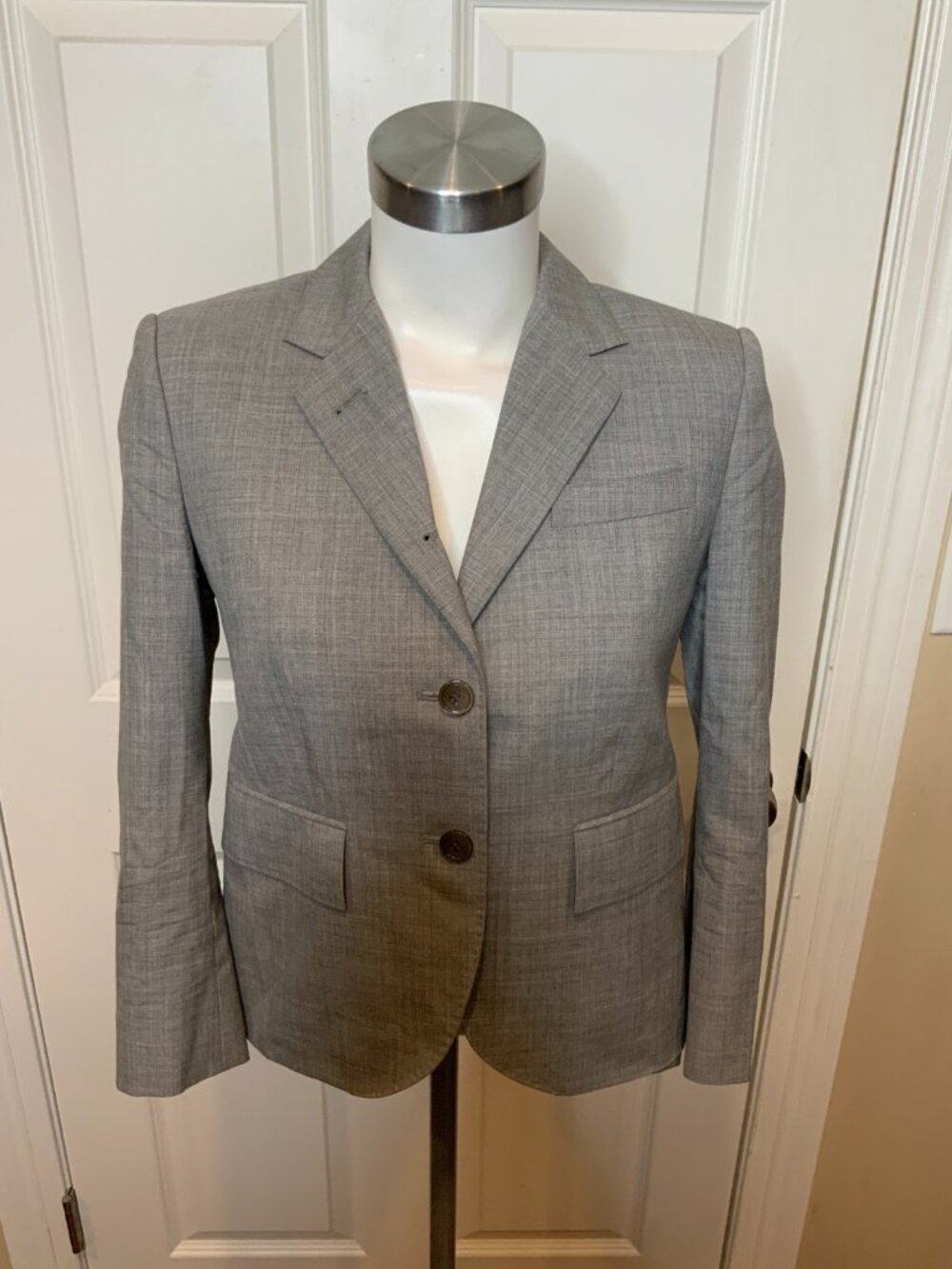 Thom Browne Gray Wool 3 Button Blazer Jacket, Size XS (38)